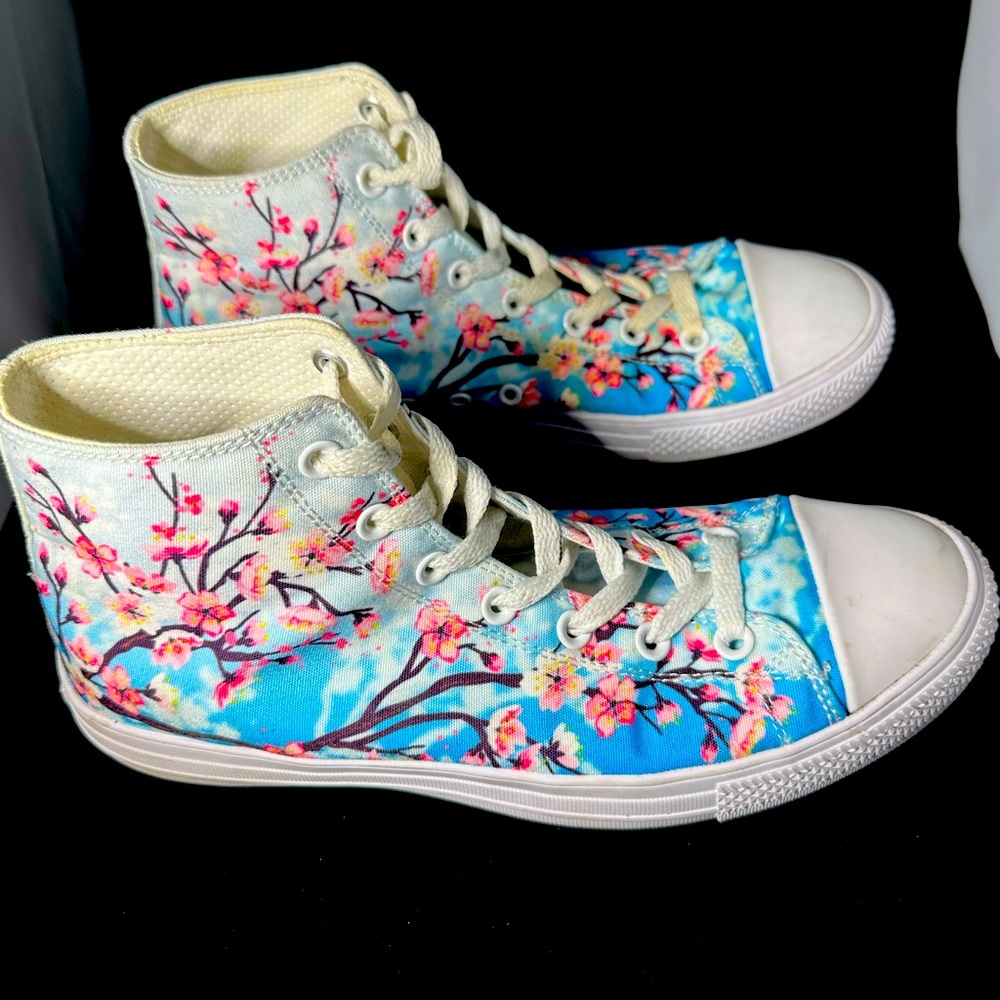 Raad Shop Men’s / Unisex High Tops “Cherry Blossom Art”, US 9M
